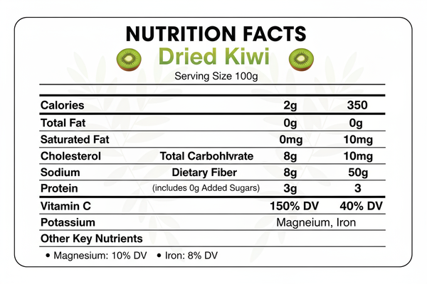 dried kiwi nutrition value chart